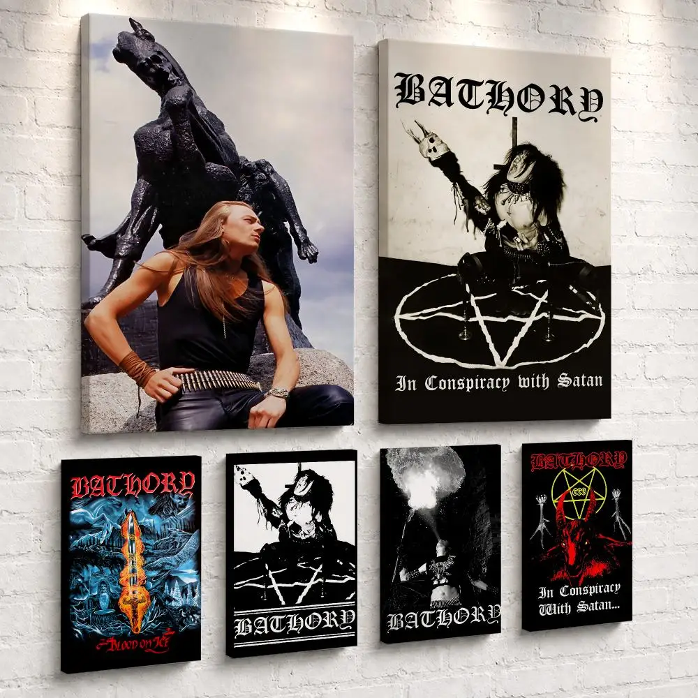 Band Album B-Bathory Framed Wall Painting Ready to Hang Canvas Poster for Bedroom Living Room Hallway Home Decor Gift