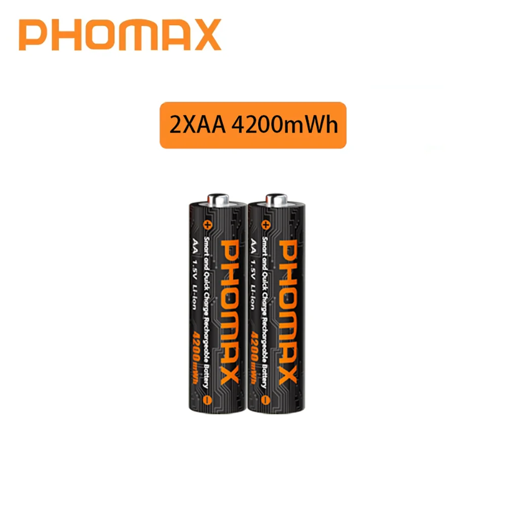 PHOMAX 2-32PC Oplaadbare lithiumbatterij 12-slots slimme snellader 1,5 V AA 4200 mWh batterijen voor koplamp speelgoedauto multimeter - afbeelding 1