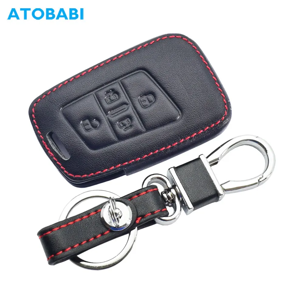 Leather Car Key Cases 4 Buttons Keychain Smart Keyless Remote Fobs Protector Cover For VW Volkswagen New Viloran 2020 2021 2022