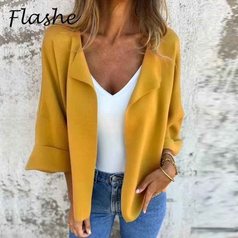 

Autumn Casual Female Jacket Women Fashion Solid Color Simple Cardigan Spring Fall Outerwear Female Coat Tops