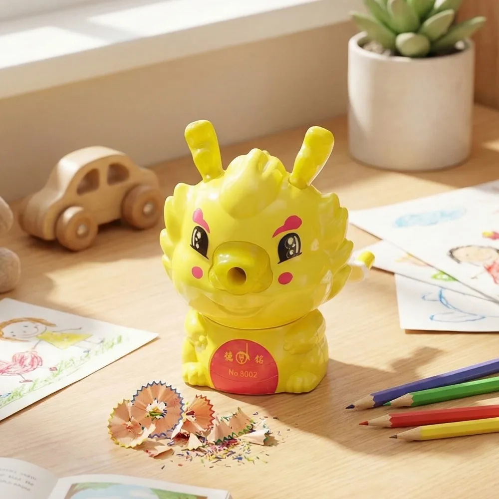 Macaron Color Little Dragon Pencil Sharpener Student Stationery Hand Crank Auto Feed Design Portable Creative Style