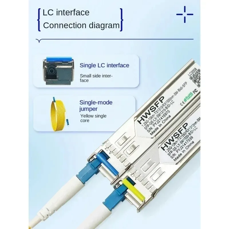 Módulo ótico da única fibra do único modo, terminal aumentado do AB,-40 °, 85 °, 1.25G, 20km, SFP-GE-LX-SM1310, 1550-BIDI