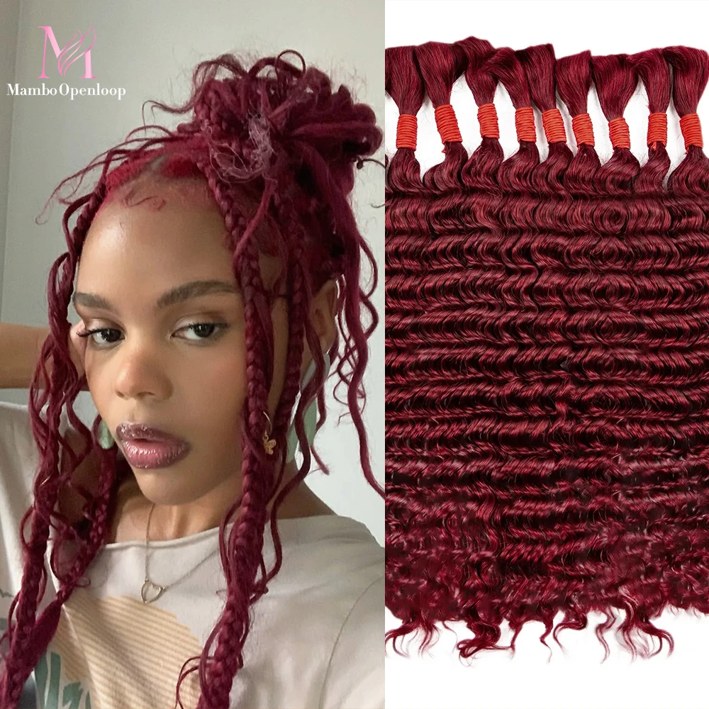 

99J Human Hair Braiding For Boho Braids Deep Wave Crochet Human Hair Braiding Hair Knotless Micro Bohemian Braiding Hair