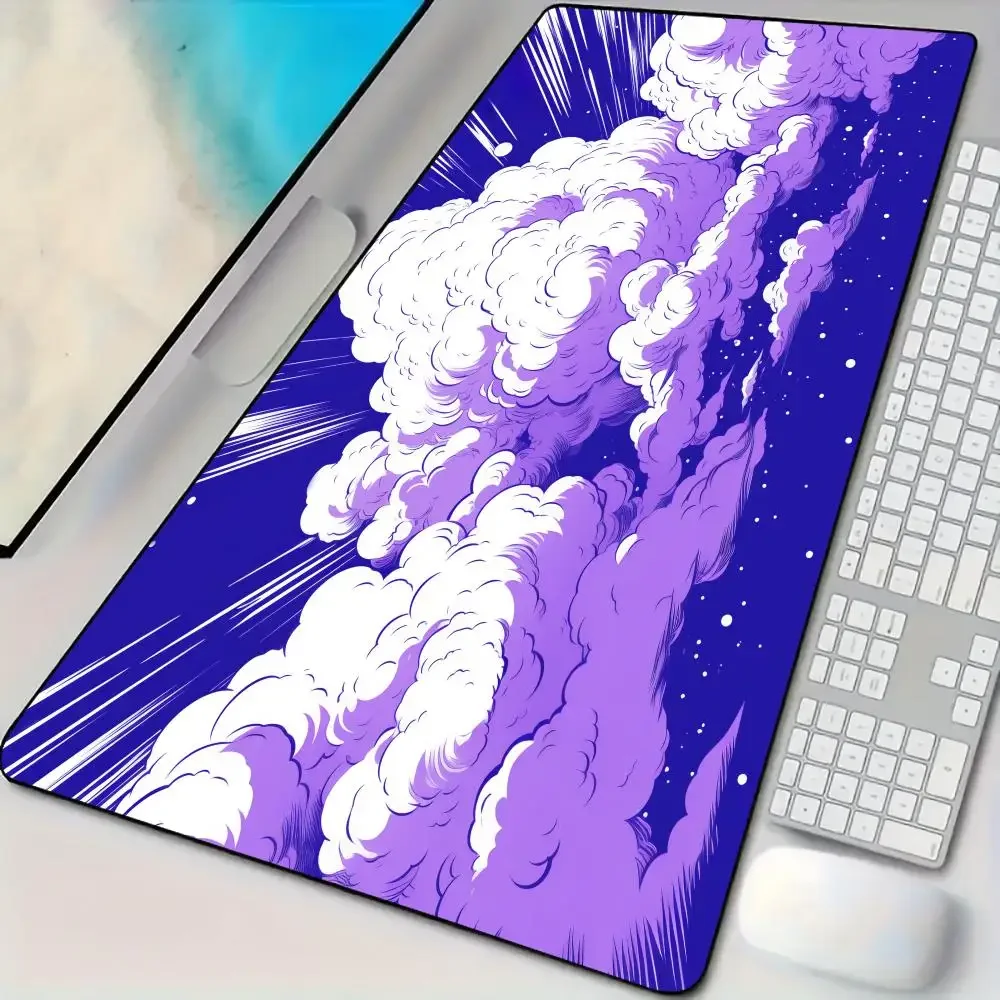 Muismat Bureaumat Illustratie met cloudthema Muismat met gestikte randen Antislip rubberen basis toetsenbord Uitgebreide pad gamingmat