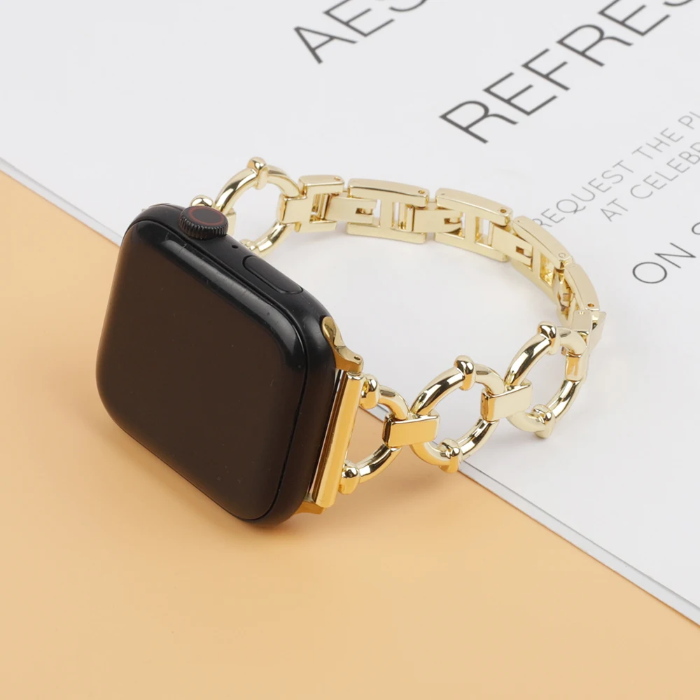 Steel Strap for Watch Band Chain 45mm 42mm 44mm Women Metal Bracelet for Series 7 6 se 5 4 3 41mm 38mm 40mm Correa