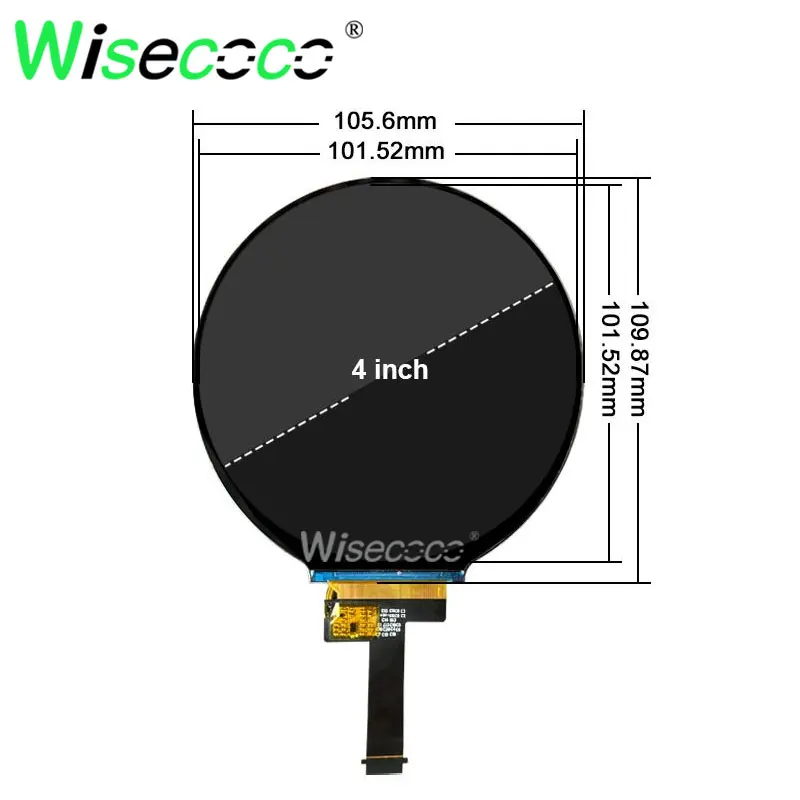 Wisecoco 4 Inch Runde Display 720x720 Kreis Rund IPS TFT LCD Bildschirm MIPI Typ-C Fahrer Bord
