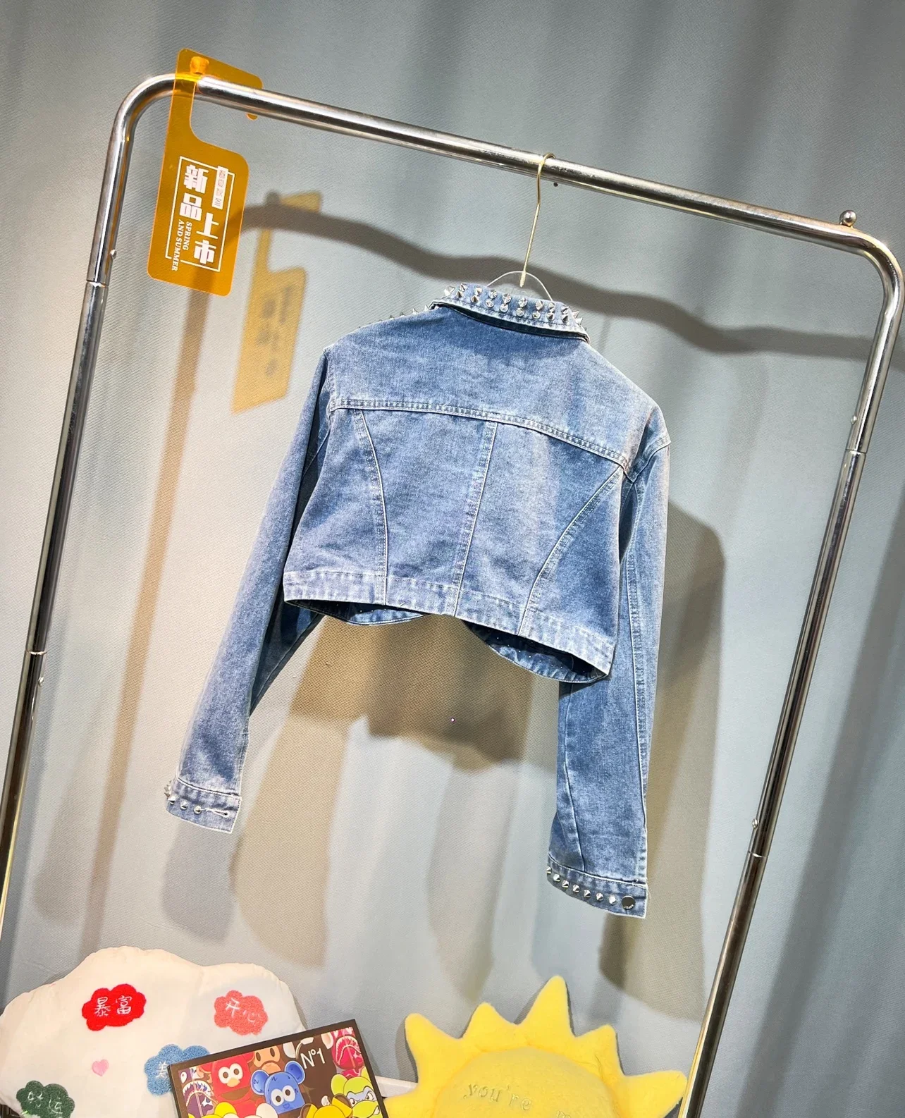 Fashion Brand Heavy Industry Rivets Long-Sleeved Denim Jacket Women\'s 2023 Spring and Autumn New Fashion Short Denim Coat Female