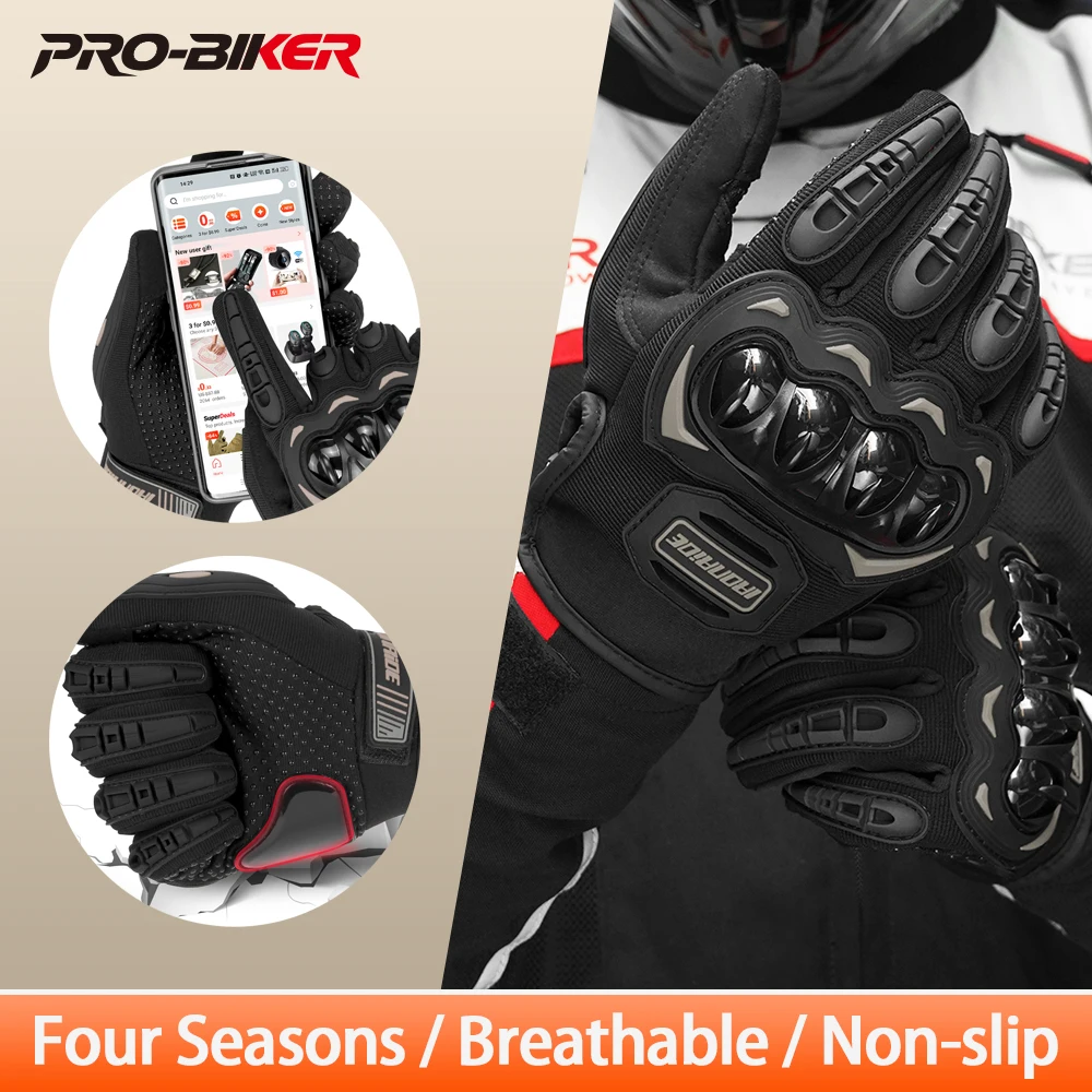 

Men's Motorcycle Gloves Motorbike Full Finger Gloves Touch Screen Outdoor Motocross Non-slip Riding Gloves Breathable M-2XL