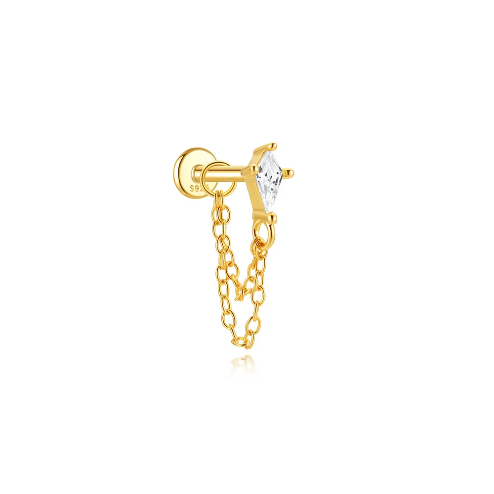 AIDE 1 Stück 925 Sterling Silber Ersatzteile Ketten Teil für Ohrstecker Piercing Creolen Tropfenohrring Damen Edlen Schmuck Geschenk