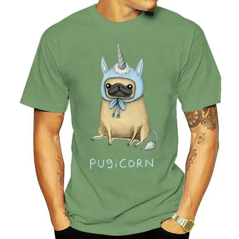 Pug T Shirt Pugicorn Fawn T-Shirt Oversized Basic Tee Shirt Print Male Cute Short Sleeves 100 Cotton Tshirt