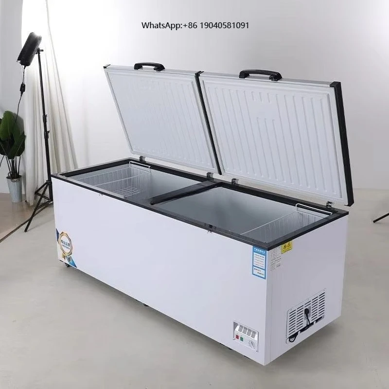 Double Door Horizontal Freezer 220V Cool Climate Type Kitchen Equipment Supermarket Frozen Meat Refrigerator Freezer