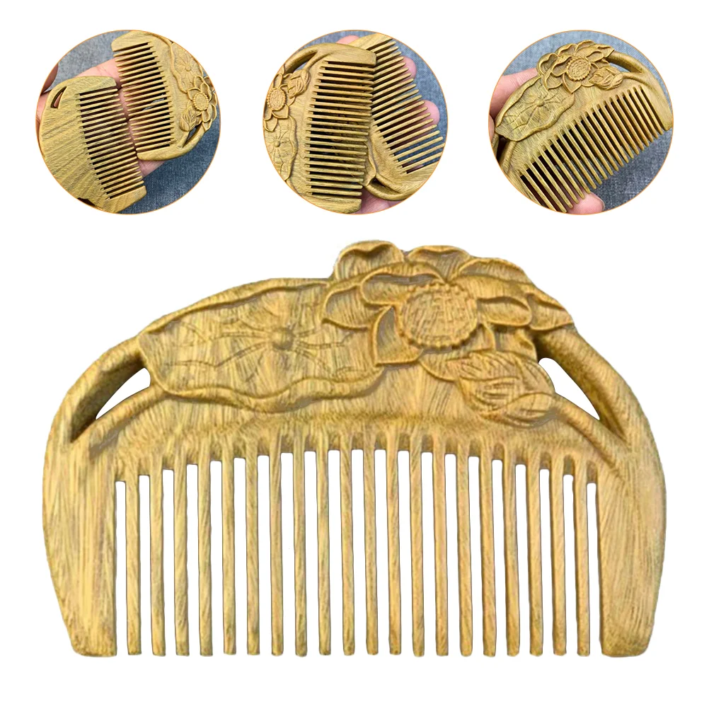 

Hair Pins Comb Accessories Hairpin Lotus Massage Scalp Sandalwood Combs Carving Pattern Travel