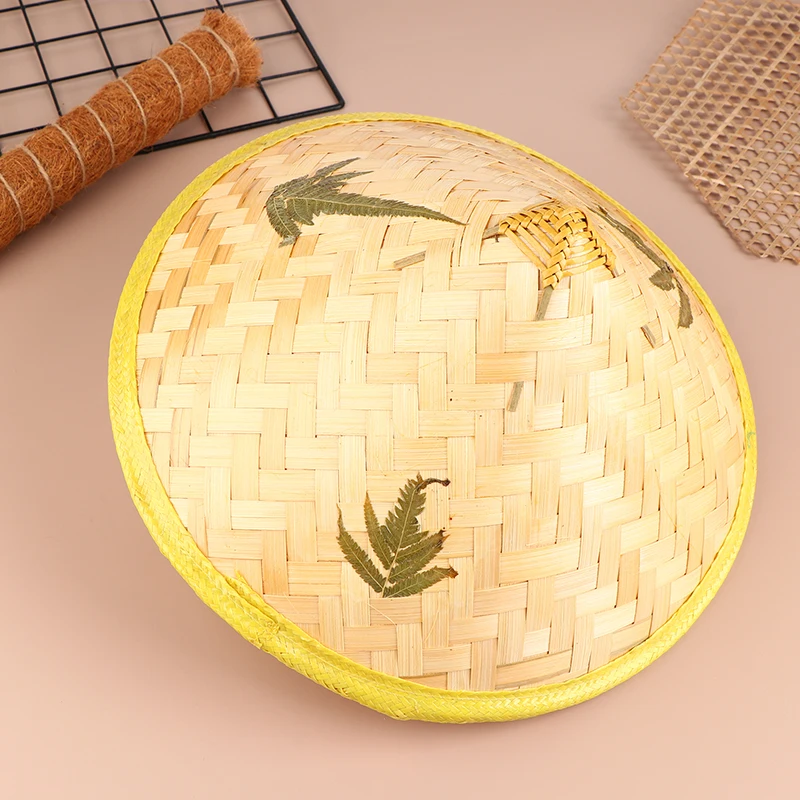 Chinesische Retro Bambus Rattan Fischer Hut Handgemachte Webart Stroh Eimer Hut Tourismus Regen Tanz Requisiten Kegel Angeln Sonnenschirm Hut – Detail 7