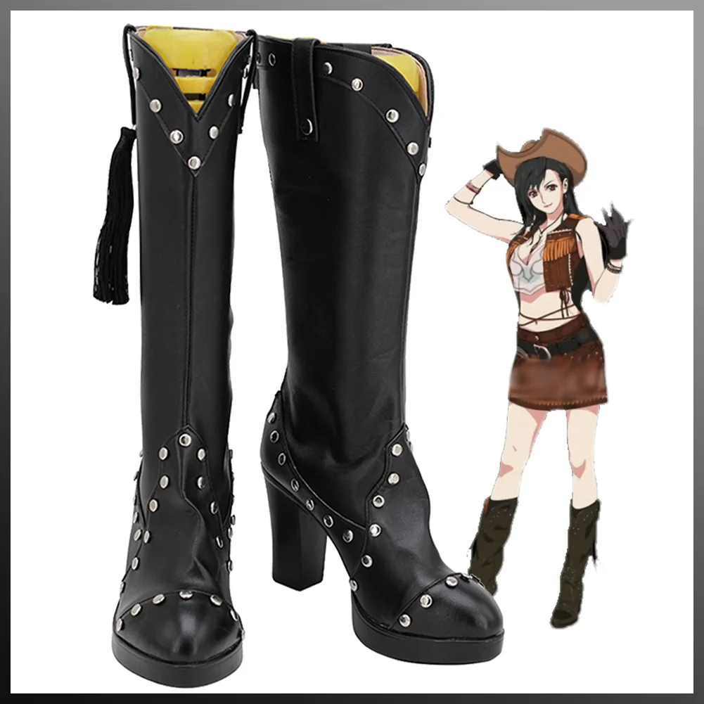 

Disguise Cowboy Tifa Lockhart Cosplay Shoes Boots Anime Game Final VII Costume Accessories Women Fancy Dress Up Party Props