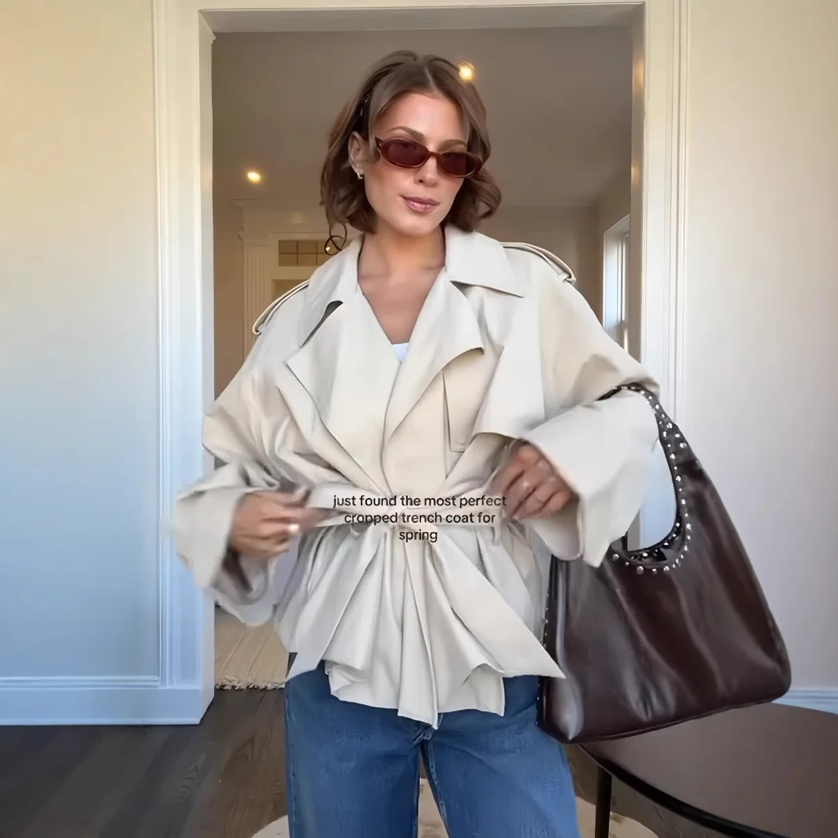 

Casual Office Women's Bomber Jacket Chic Lace Up Lapel Collar Full Sleeve Female Coat Spring New Office Lady Outerwear Commuting