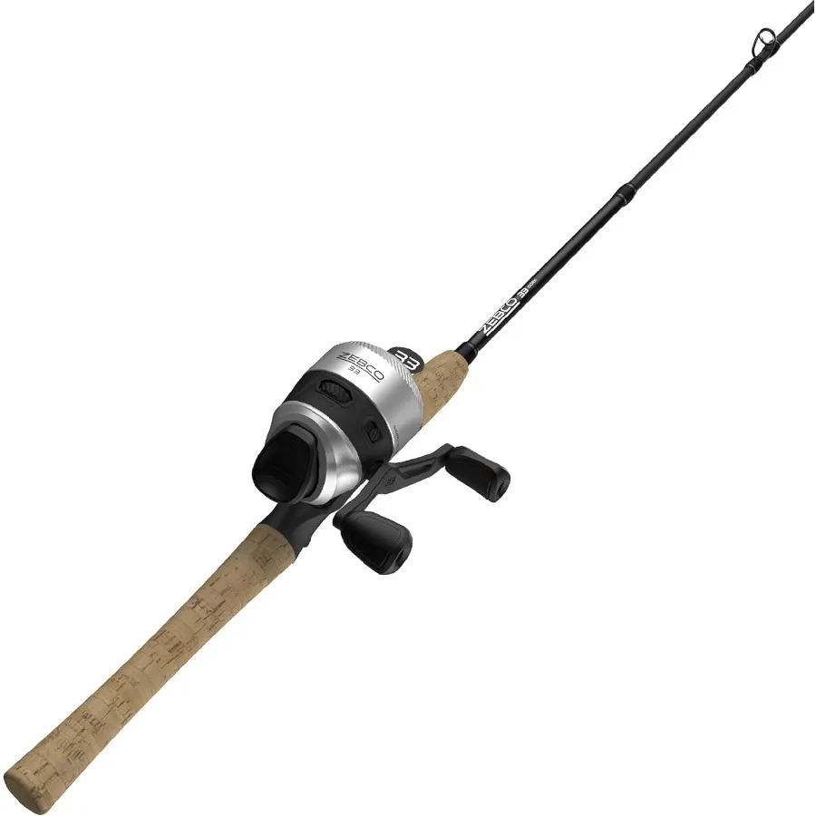 

Cork Reel and Fishing Rod Combo Graphite Rod with Cork Handle QuickSet AntiReverse Fishing Reel with Bite Alert Black