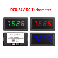 4 Digital Tachometer Red Green Blue LED RPM Gauge Speed Meter with Hall Magnet Sensor NPN Switch for Lathe Conveyor Belt