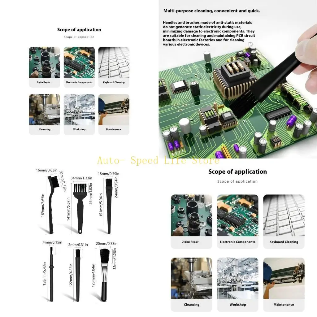 

02DA 6 In 1 Cleaning Brush For Electronics Cleaning With Dense Soft Bristles And Durability Handle