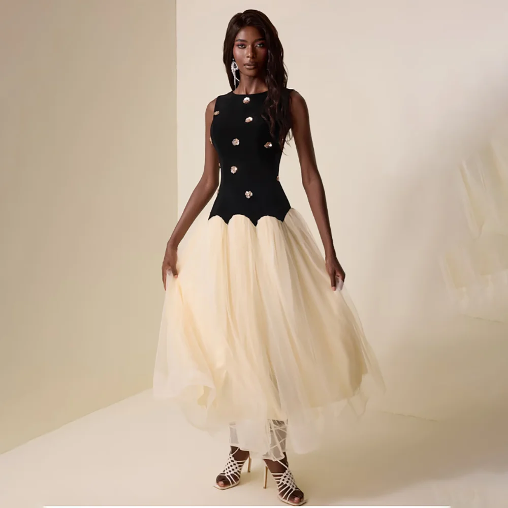 

Women's Formal Evening Gowns Elegant Diamond Applique A-Line Tulle Evening Dresses Party Gowns Prom Dresses Luxury Formal Attire