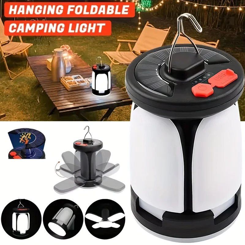 

Rechargeable Camping Lamp with Foldable Floodlight,Portable Tent Light，Bright Crash Lantern for Outdoor Emergency Hiking Fishing