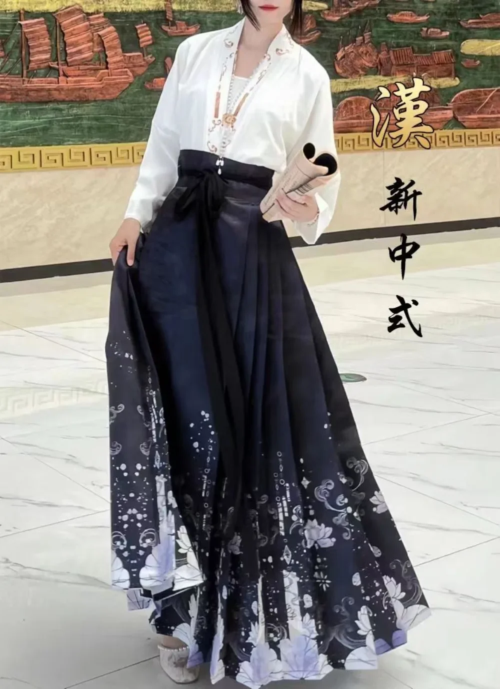 

Chinese Style Women Youth Chinese New Year Outfits Falda Hanfu Mujer Ming Dynasty Dress Mamianqun Skirt Hanfu Modern