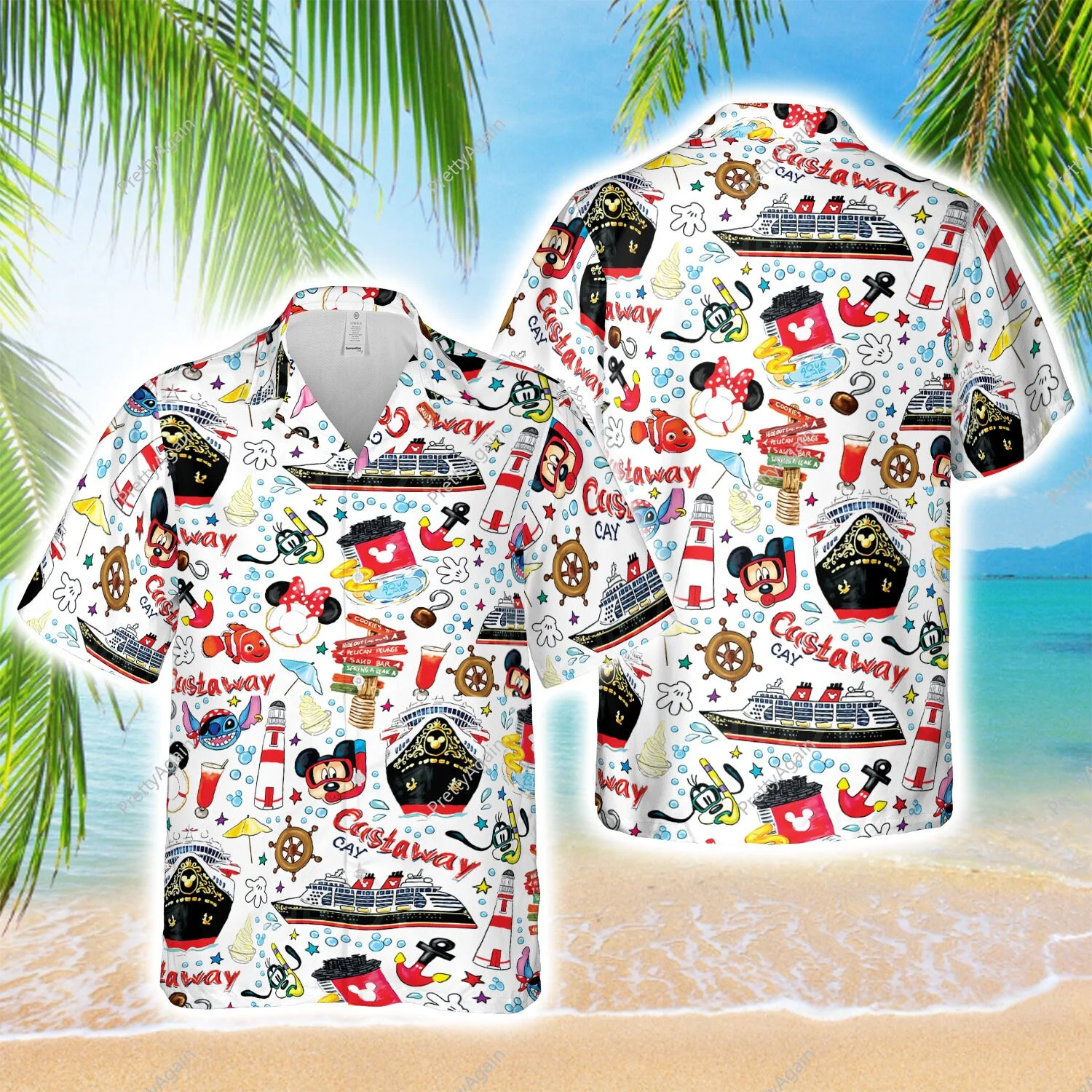 Disney Cruise Hawaiian Print Shirt Men's Women's Fashion Button Short Sleeve Shirt Disney Cruise Mickey Hawaiian Shirt For Men