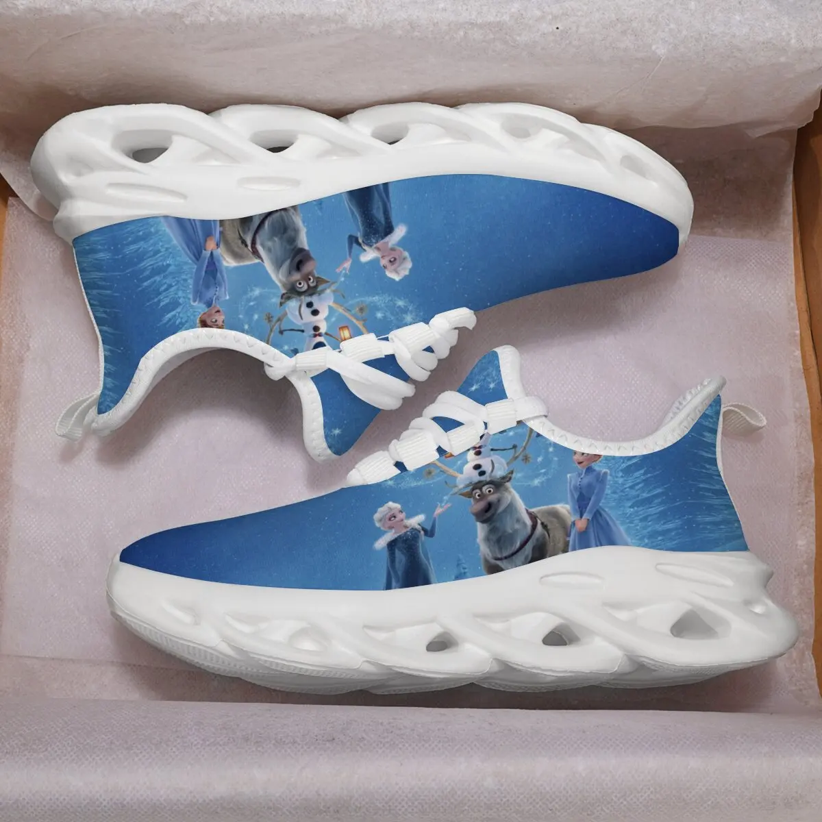 Frozen Elsa Anna Olaf Sven Sneakers blu Suola bianca Scarpe per bambini per ragazzi Ragazze Sneakers morbide Scarpe da corsa sportive di moda