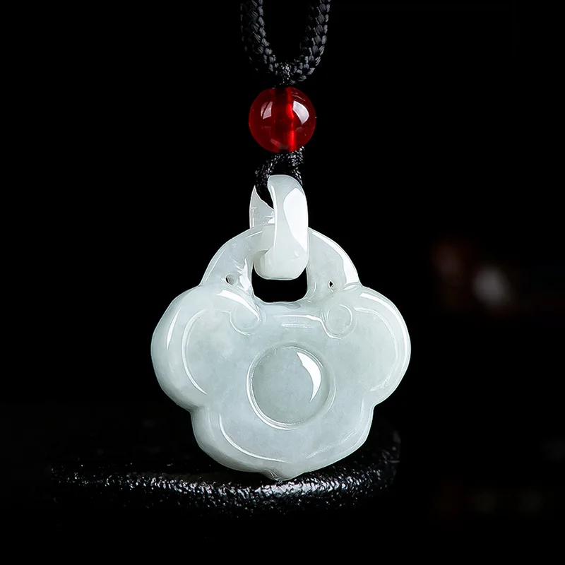 Authentic Myanmar A-grade Jade Auspicious Lock Pendant Glutinous Men's Charms Women's Jewelry Wholesale Drop Shipping