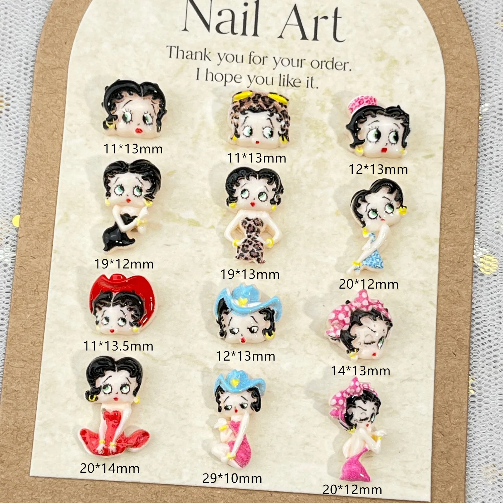 Resin Art Gel - 100pcs Cartoon Betty Nail Art Accessories