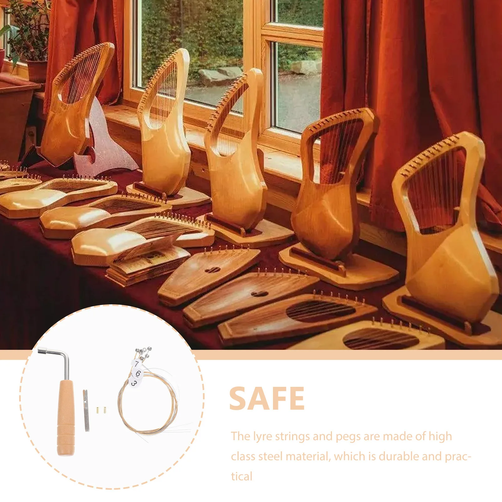 1Set Lyre القيثارة ملحق ضبط أوتاد سلاسل السلس لا لدغ عملية آمنة الآلات الموسيقية جزء الآلات الموسيقية سلسلة #3