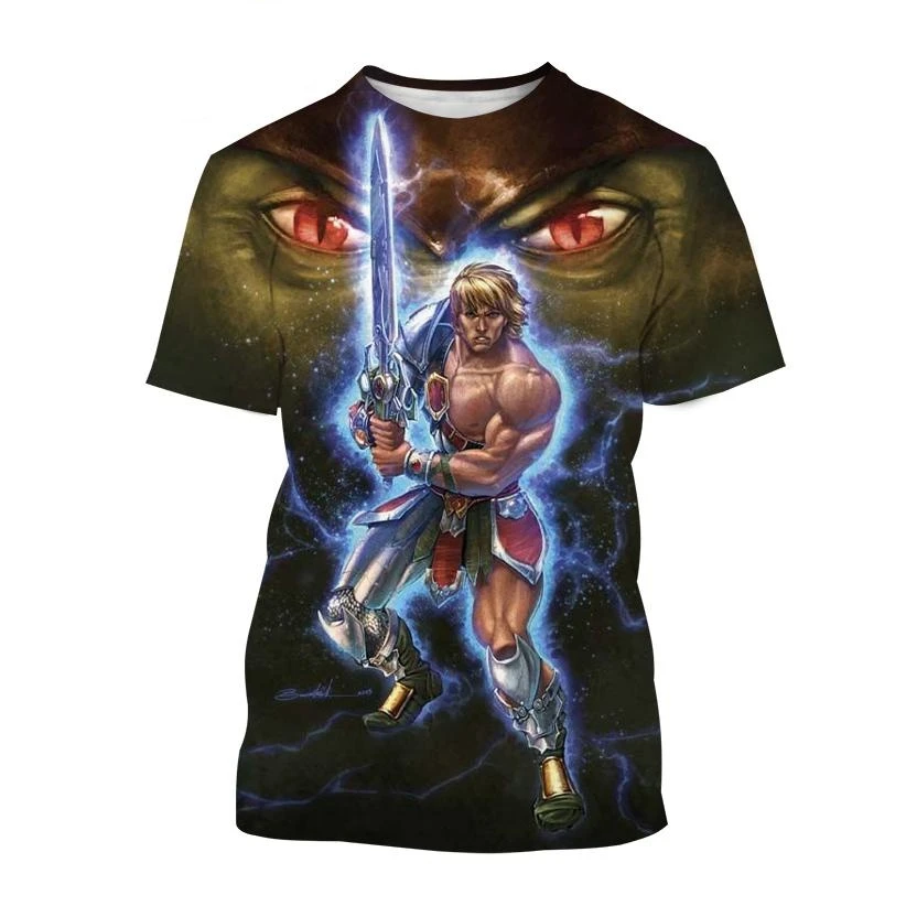 2024 New Masters of the Universe He-Man 3D T-shirt Fashion Men\'s Personality Cool Anime Creative Short Sleeve Kids Funny Tees