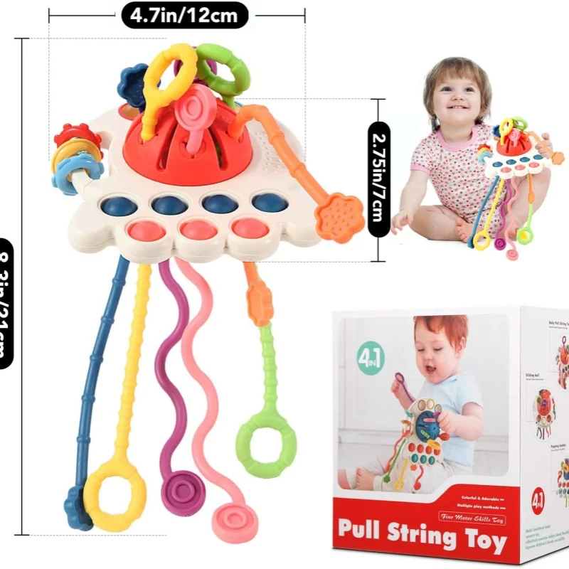 Baby Montessori Sensory Development Educational Toys Pull String Finger Grasp Training Early Learning Toy Teething BPA Free 1-6Y