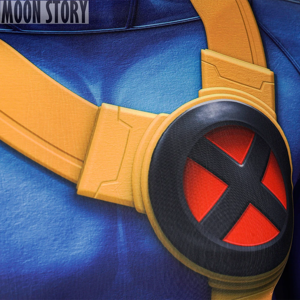 Anime 1997 X-Men Captain Scott Summers Cosplay Costume Cyclops Jumpsuit Superhero Halloween With Mask Bodysuit