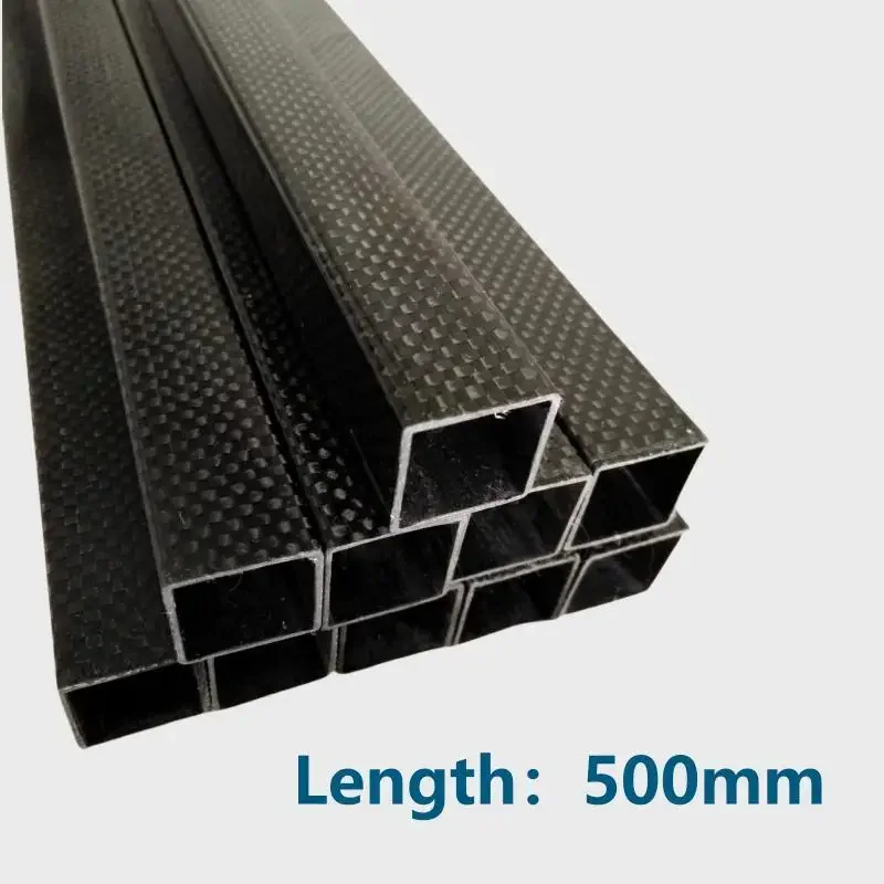 DZQ 1pcs 3K full carbon fiber square tube high strength length 500mm OD 10mm 15mm 20mm 22mm 25mm 30mm Glossy Surface aircraft