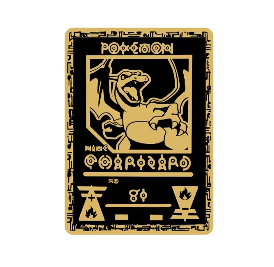 Metal Pokémon Letters Black Pokemon Card Blastoise Vmax Charizard Pikachu Mew Anime Game Cards Gold Iron Letter Kids Gifts Toys