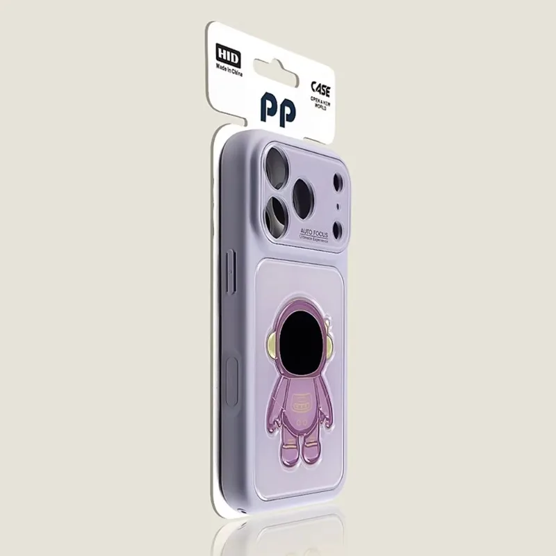 Large Window 3D Astronaut Acrylic Phone Case For iPhone 18 17 16 15 14 13 Pro Max Lens Protection Glossy Shockproof Cover