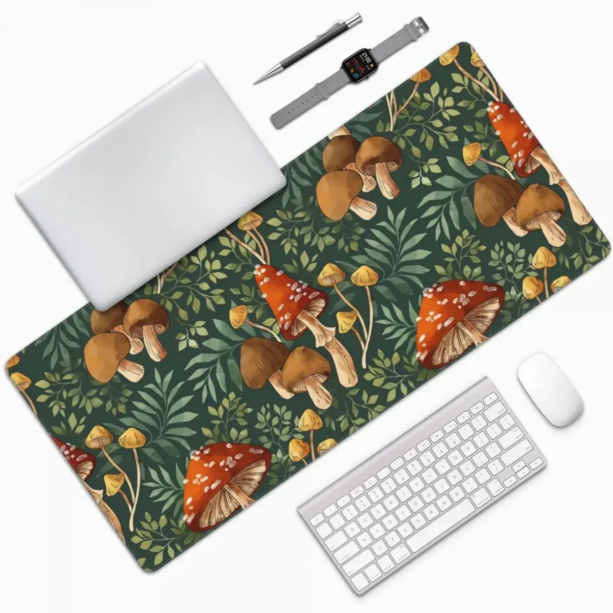 Woodland Mushroom Spray Large Mouse Pad Computer Keyboard Mouse Mat Gamer PC Laptop Desk Mat Office Accessories Table Mats