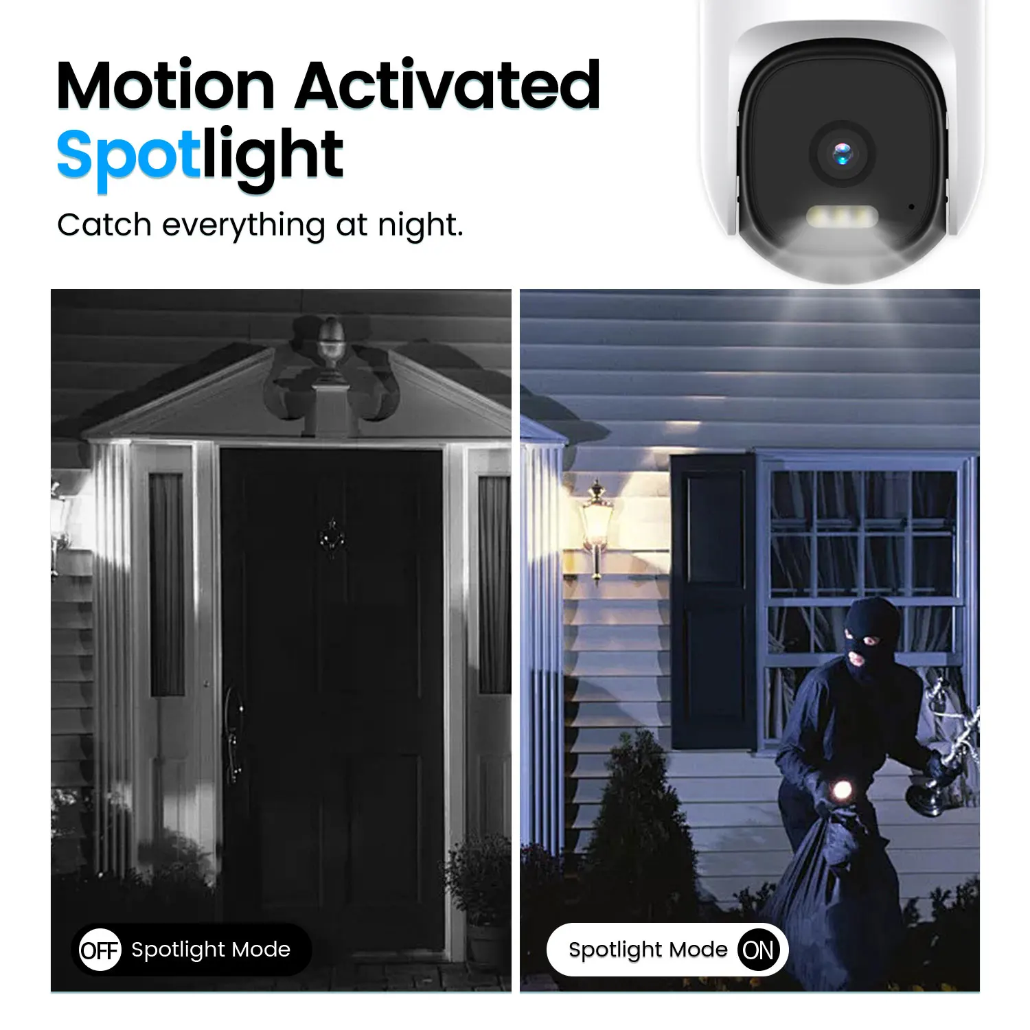 Sicherheitskamera WIFI für den Außenbereich, VIMTAG 4K wasserdichte CCTV-Überwachungskamera 360° PTZ / PIR Smart Light / Farbnachtsicht / Auto