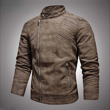 2025 Fashion Leather Jacket Men Winter Fleece Warm Zipper Motorcycle Coats Mens Fashion New Biker PU Jackets Slim Overcoat