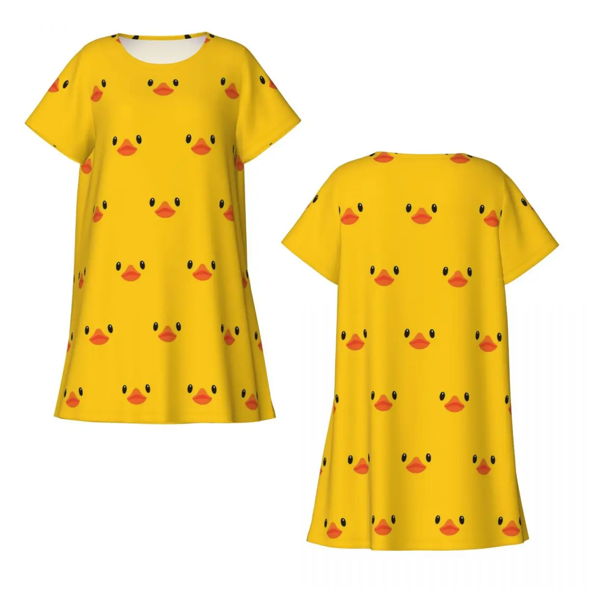Custom Yellow Rubber Duck Short Sleeves Nightdress For Sleeping Sleepshirts Women Short Sleeve Nightgowns Soft Pajama Dress