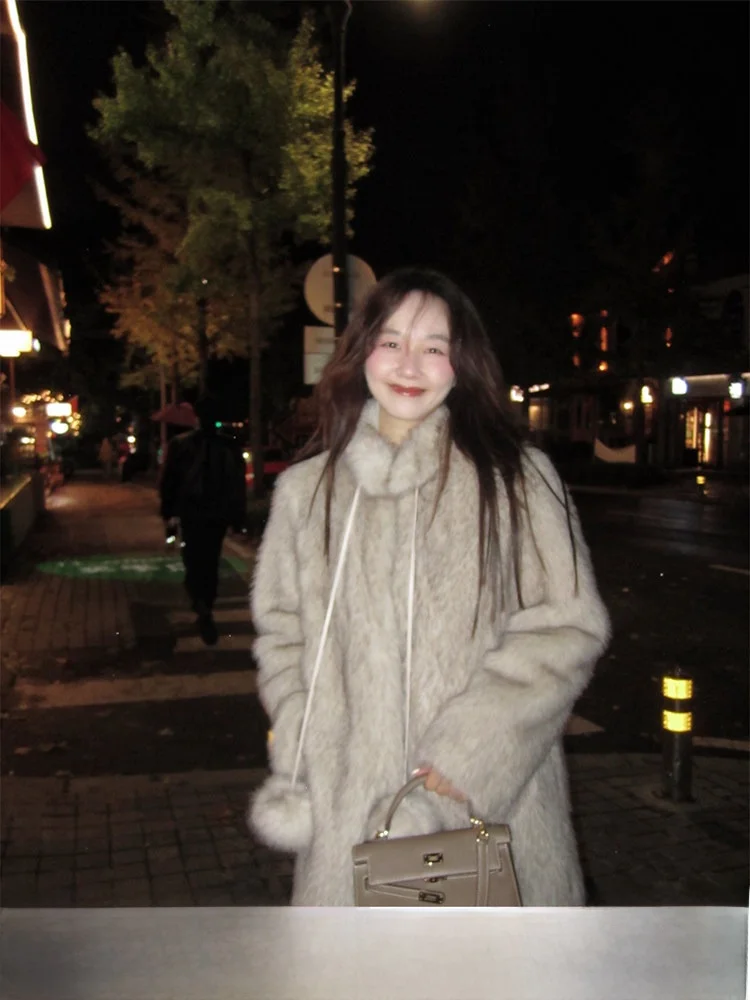 

Eco-Friendly Long Hair Fur Coat Women's Winter Loose Top Small Size Tuscan TheWangs 2024 New Sle Commute Sle