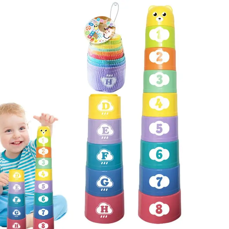 

Number & Letters Baby Stacking Cup Toys Baby Early Educational Toy Nesting Cup Toy Baby Bath Toy Montessori Toy