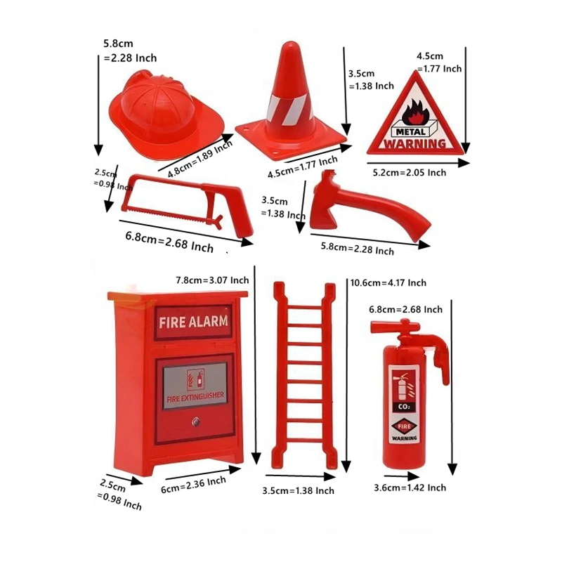 Nieuwste 9-items / veel miniatuur vuurautomodel snelle verzending educatieve accessoires schietrekwisieten voor kinderen volwassen doe-het-zelf