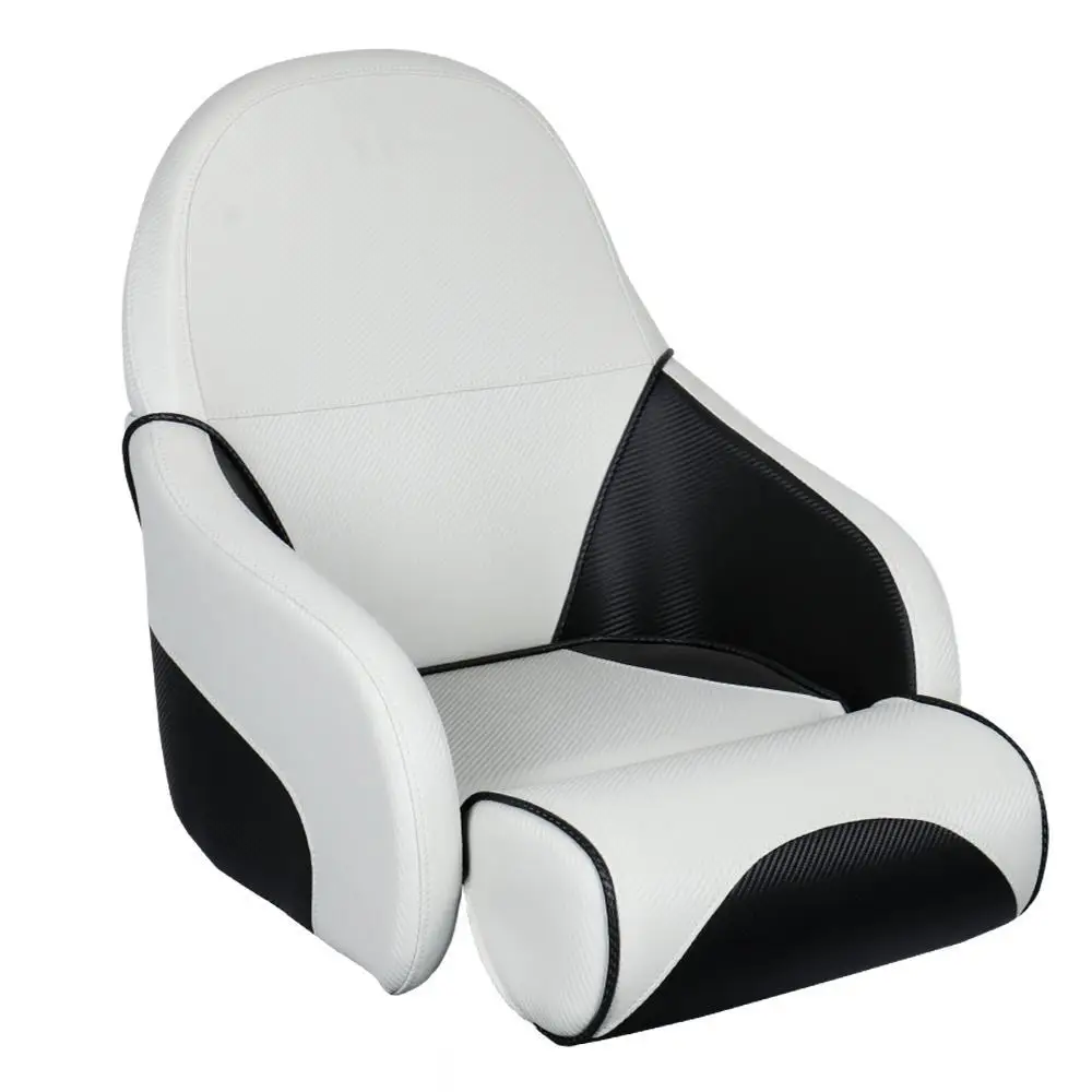 Boat Seat Marine Chair Yacht PU Leather Fixed Low Back Foldable Leg Rest Car