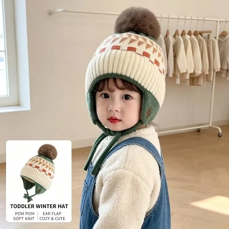 Winter Warm Wool Baby Warm Hat Soft Kids Earmuffs Cap Kids Cap Infant