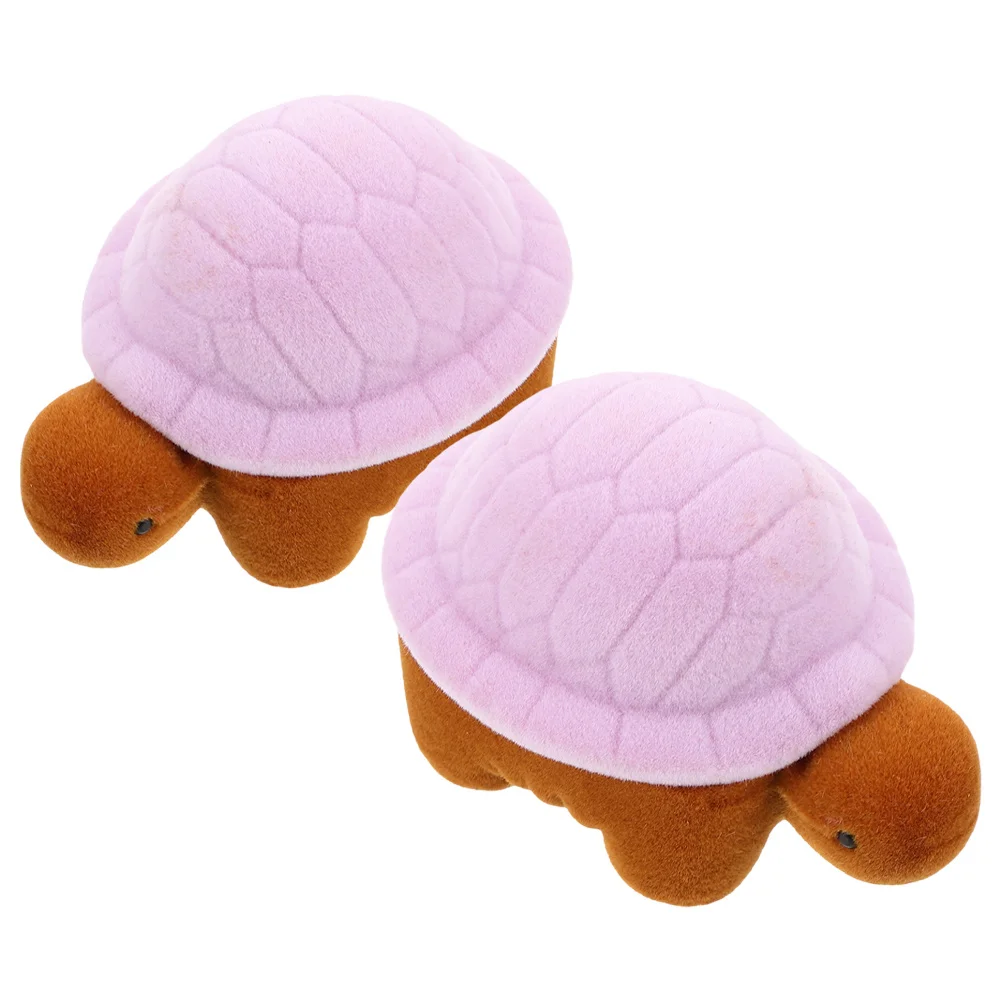 2Pcs Sea Turtle Jewelry Box for Rings and Ear Studs Portable Trinket Storage Cute Animal Design Home Decor Accessory Organizer
