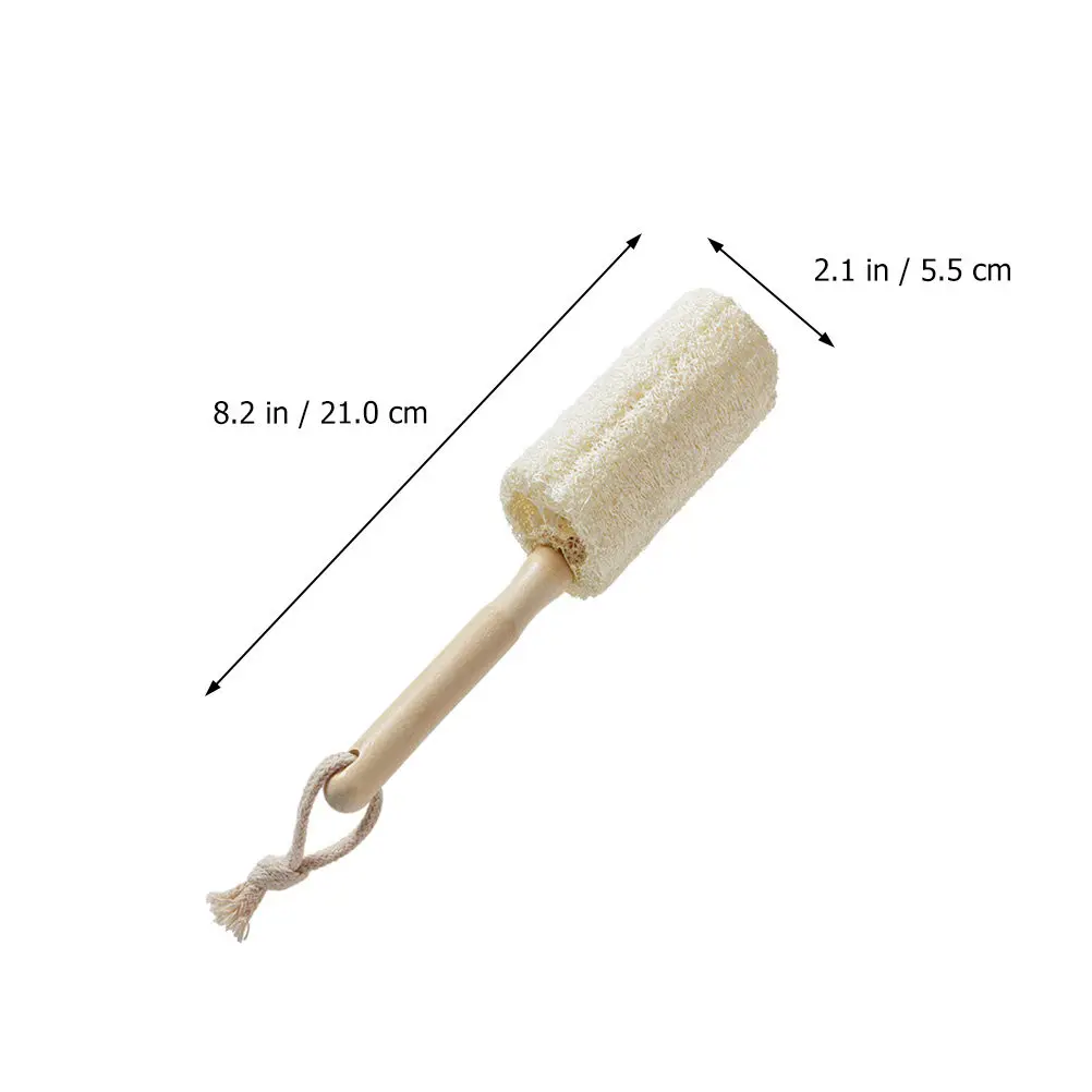 3Pcs Wooden Handle Loofah Cup Brushes Heavy Duty Dish Cleaning Set 360 Degree Deep Clean Non Scratch Wall Mountable for Mugs