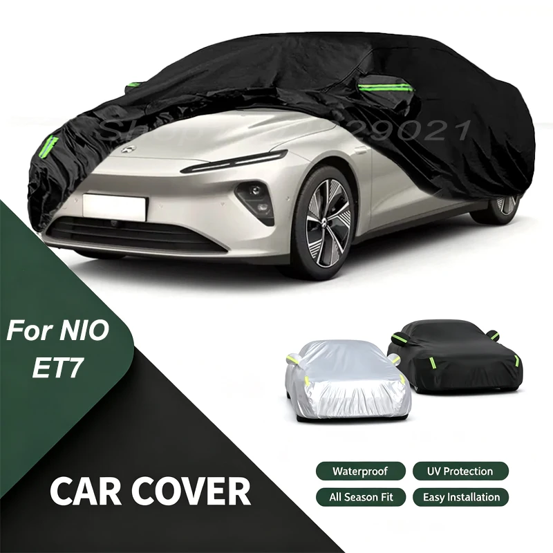 Full Car Cover For NIO ET7 All Weather Outdoor Snow Sun UV Dustproof with Reflective Strips Wind Straps