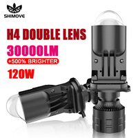 H4 Auto Lamp LED Mini Lens 30000LM 9003 HIB2 Dual Projector Len Headlight Car Motorcycle High Low Beam Turbo Fan Bulb LHD RHD