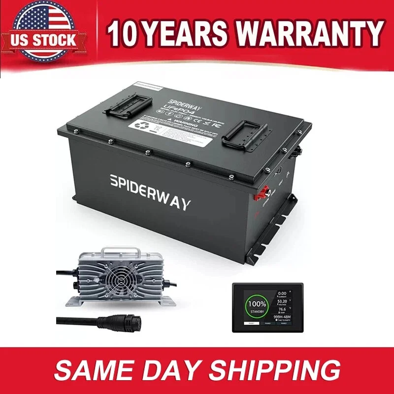 LiFePO4 Battery 36V 105Ah Golf Cart Battery with Charger and 200A BMS Touch Monitor LCD Screen 7kW 6000 Cycles 12 Years Warranty